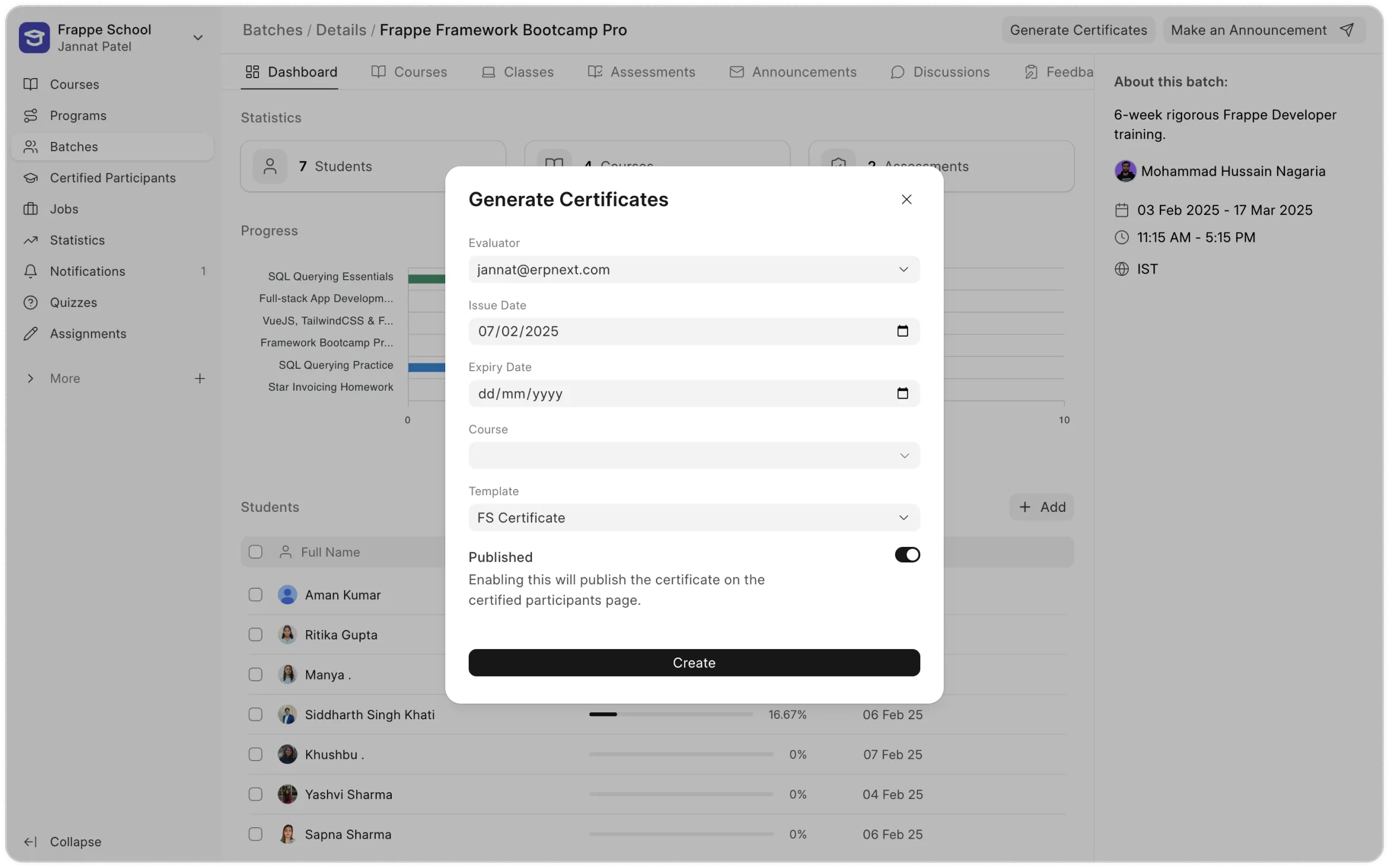 Award Certificates After Batch Completion